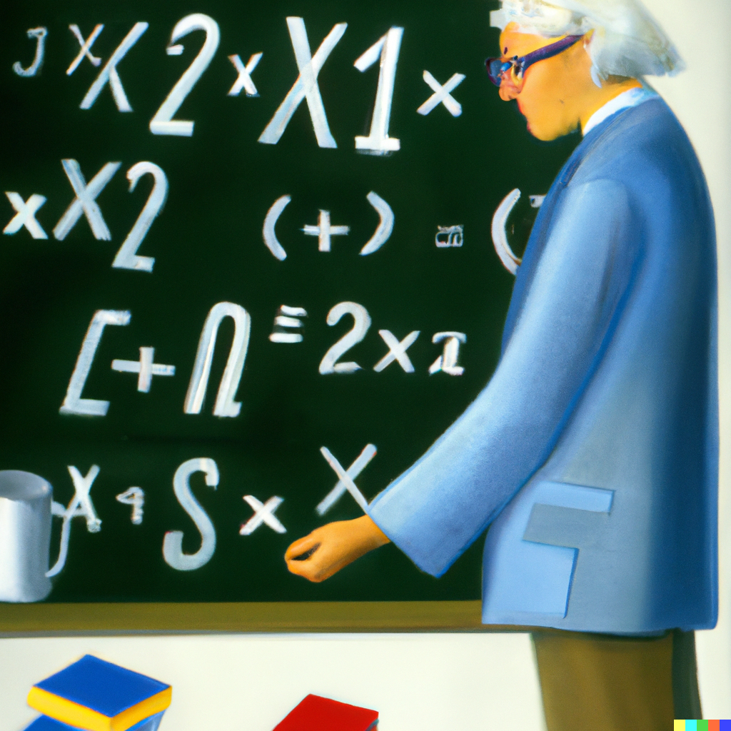 David Hockney painting of a stats lecture, according to DALL-E