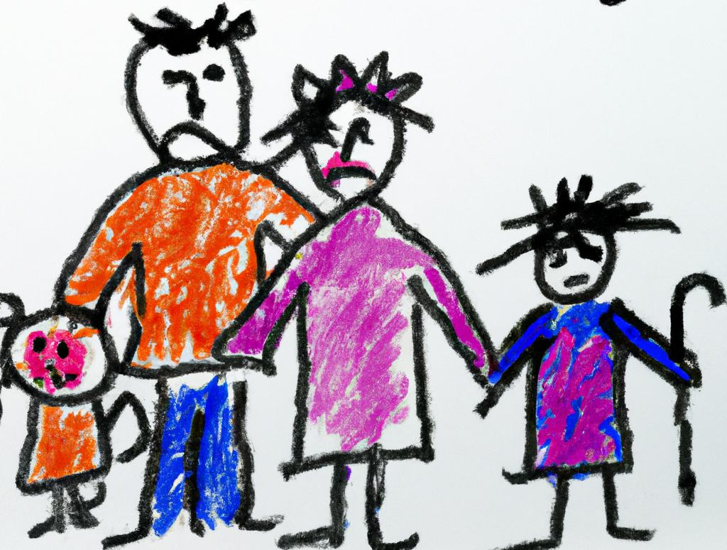 Sick, sad family, generated by DALL-E 2